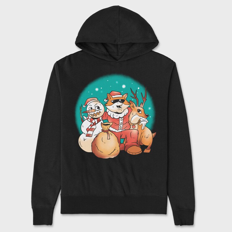 Christmas Fox Santa Xmas, Hanorac Oversize Barbati (Unisex)