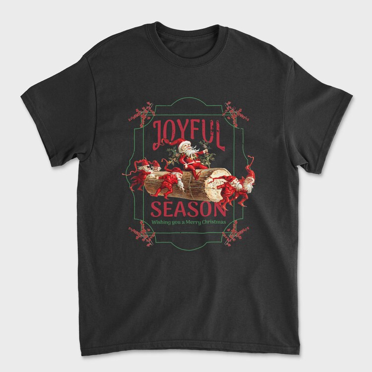 Christmas Season Santa And Elves Joyful, Tricou Barbati (Unisex)