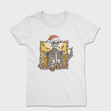 Christmas Skeleton Fall Autumn Leaves Skuelleton, Tricou Femei
