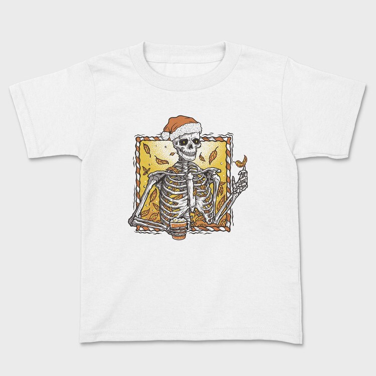 Christmas Skeleton Fall Autumn Leaves Skuelleton, Tricou Copii