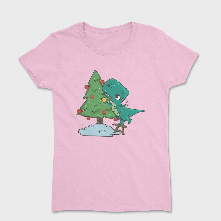 Christmas T Rex And Tree Chistmas, Tricou Femei