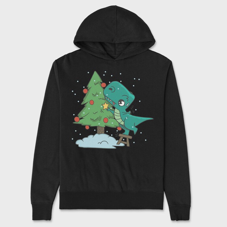 Christmas T Rex And Tree Chistmas, Hanorac Oversize Barbati (Unisex)