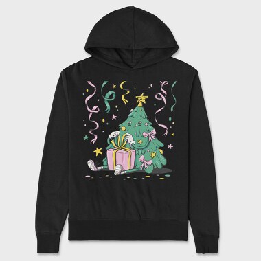 Christmas Tree New Year Character Present Pillow, Hanorac Oversize Barbati (Unisex)