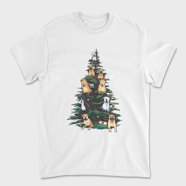 Christmas Tree With Dogs Realistic, Tricou Barbati (Unisex)