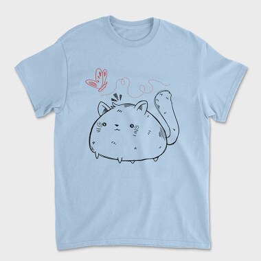 Chubby Cat And Butterfly Sketch, Tricou Barbati (Unisex)