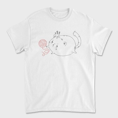 Chubby Cat With Yarn, Tricou Barbati (Unisex)