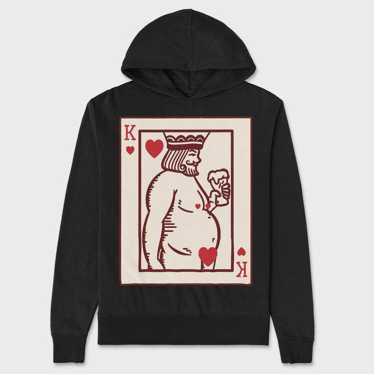Chubby King Of Hearts Card, Hanorac Oversize Barbati (Unisex)