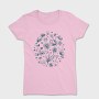 Circle Of Flowers And Leaves Botanical Line Elements, Tricou Femei