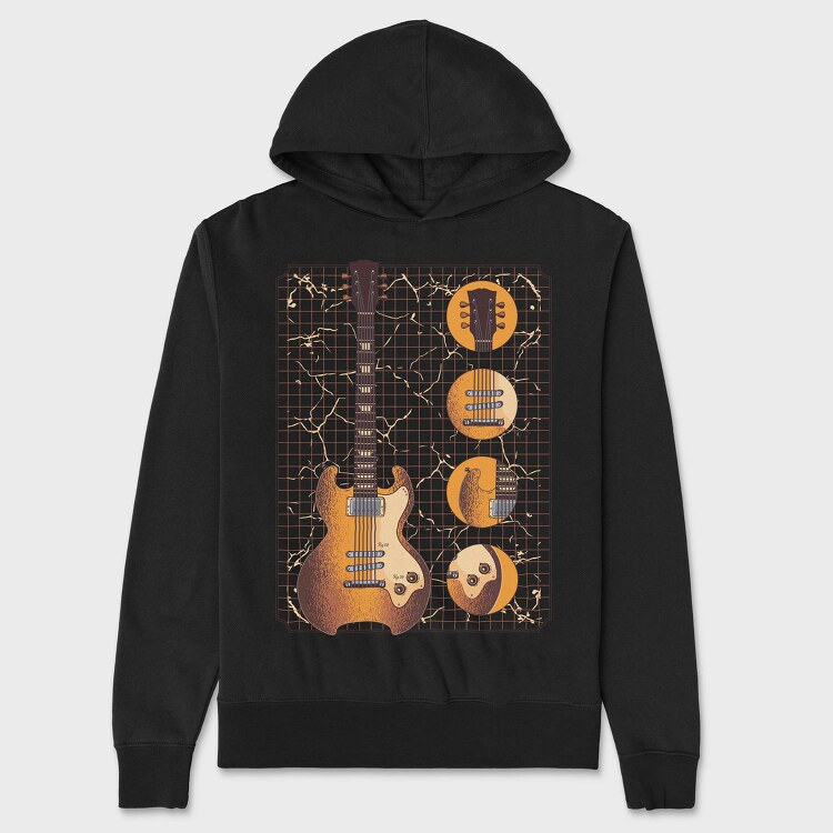 Classic Guitar Illustration, Hanorac Oversize Barbati (Unisex)