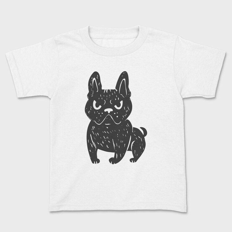 Angry French Bulldog Dog Doodle French Dog, Tricou Copii