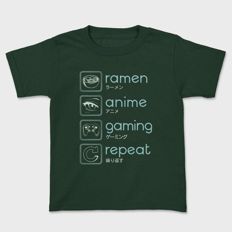 Anime And Gaming Routine Ramen Repeat, Tricou Copii