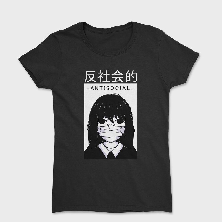 Anime Antisocial Girl Face Mask, Tricou Femei