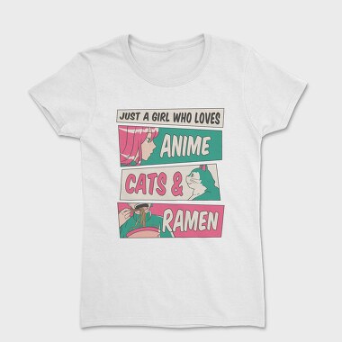 Anime Girl Cat And Ramen, Tricou Femei