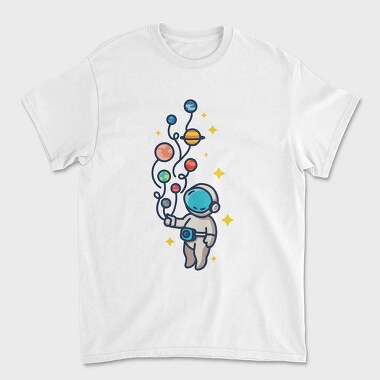 Astronaut And Balloon Planets, Tricou Barbati (Unisex)