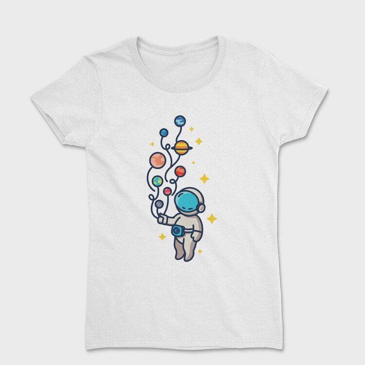 Astronaut And Balloon Planets, Tricou Femei