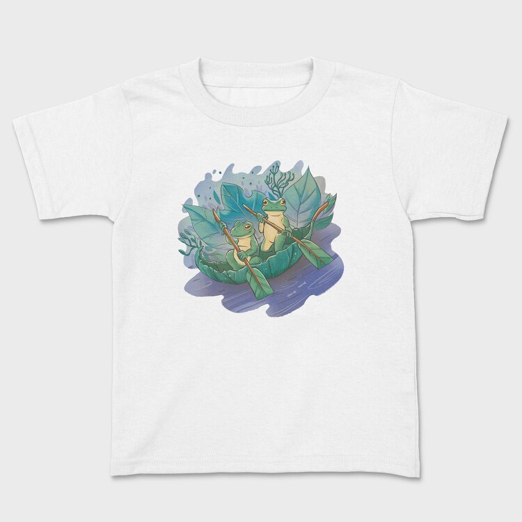 Cottagecore Frogs On Leaf Boat, Tricou Copii