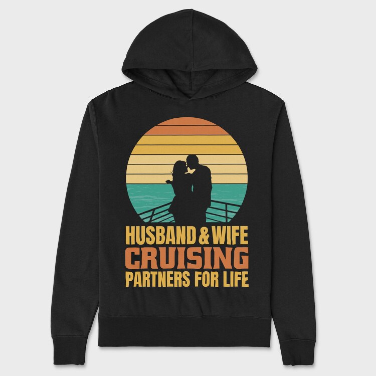 Couple In Love Sailing Retro Cruising Quote, Hanorac Oversize Barbati (Unisex)