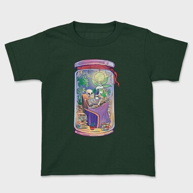 Cozy Skeleton Reading Books Jar Chill, Tricou Copii