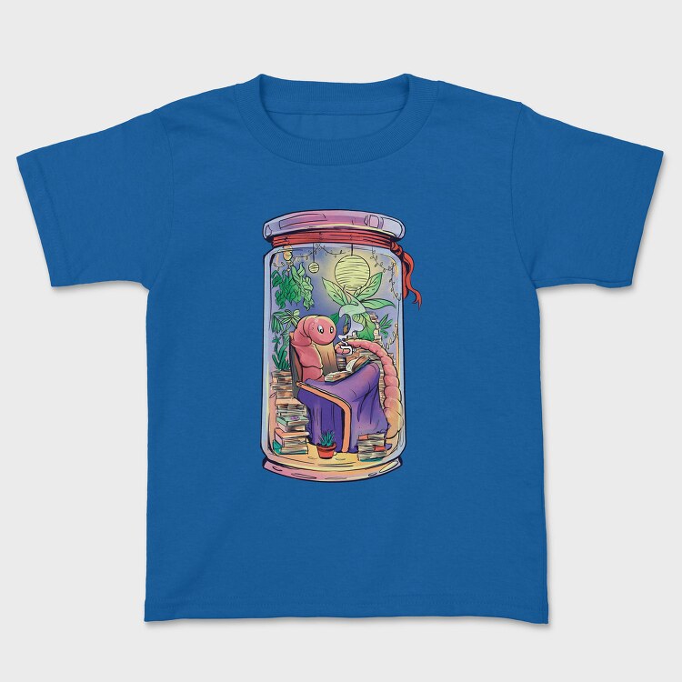 Cozy Worm Reading Books Jar Chill, Tricou Copii