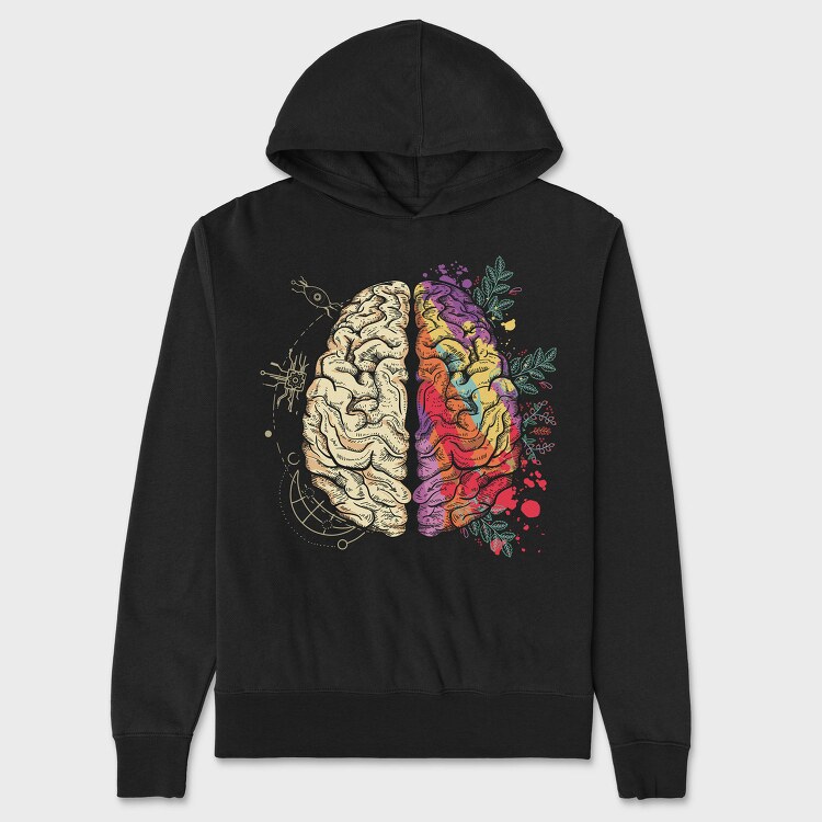 Creative And Logical Human Brain Half, Hanorac Oversize Barbati (Unisex)