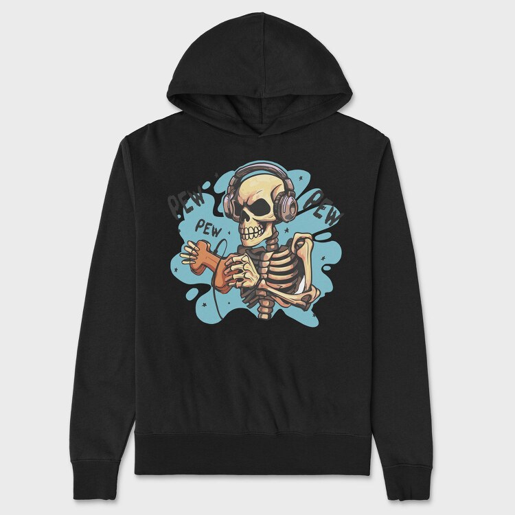 Creepy Skeleton Playing Videogames, Hanorac Oversize Barbati (Unisex)