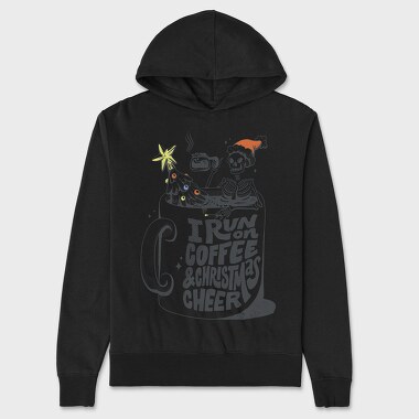 Coffee Christmas Skeleton Anti Santa Addicted, Hanorac Oversize Barbati (Unisex)
