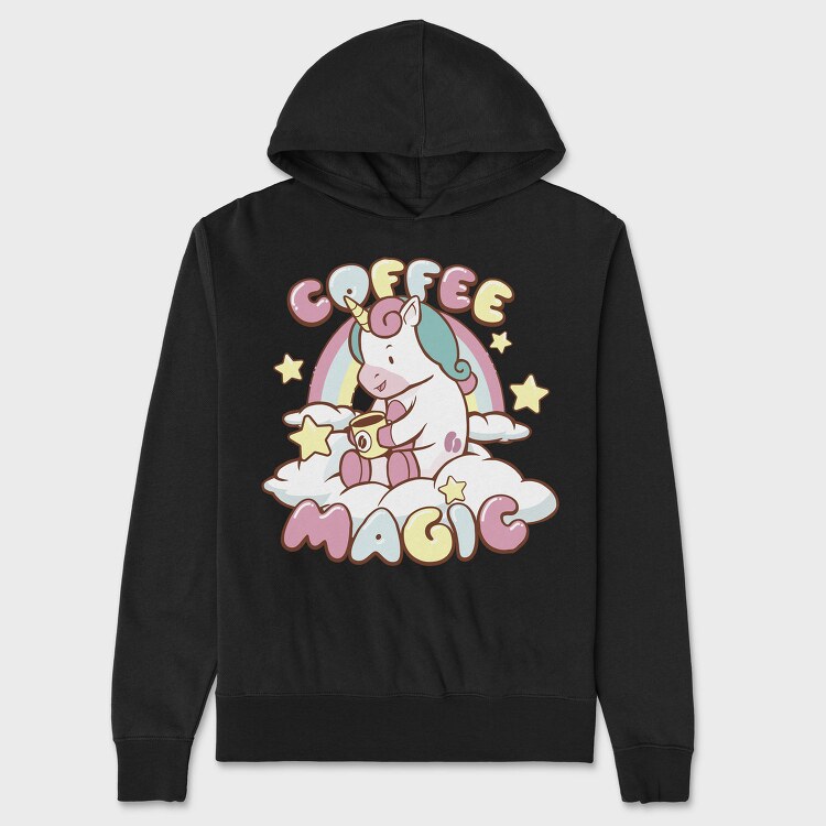 Coffee Magic Unicorn, Hanorac Oversize Barbati (Unisex)