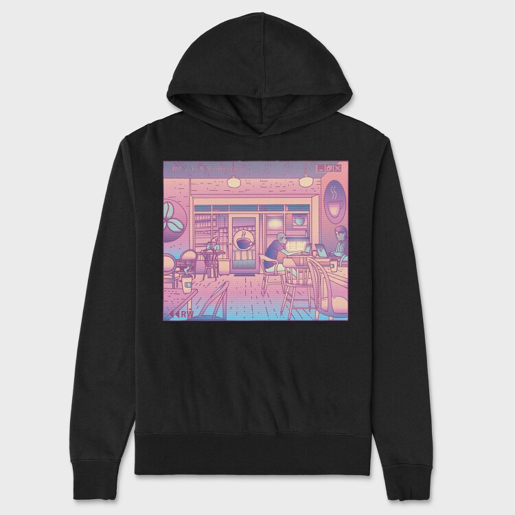 Coffee Shop Vaporwave, Hanorac Oversize Barbati (Unisex)