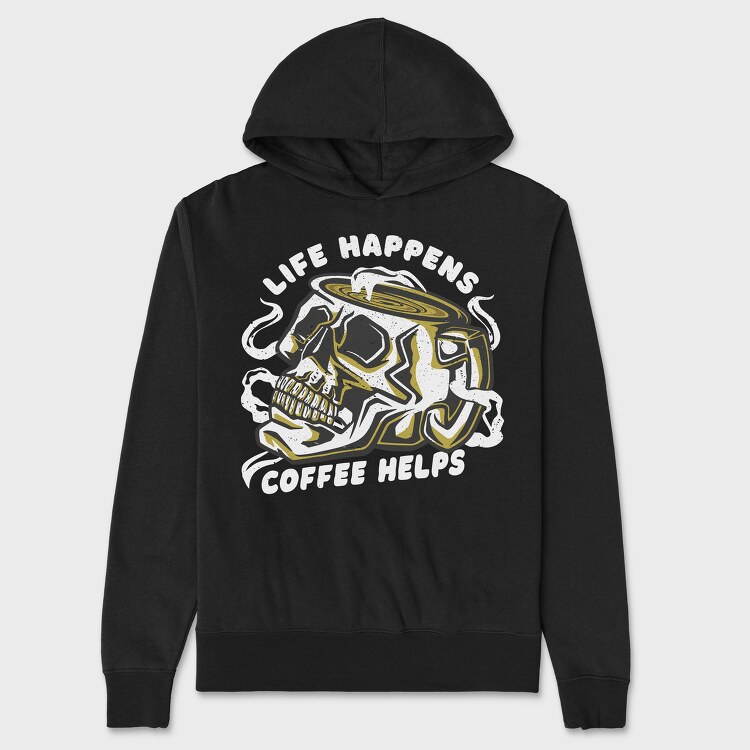 Coffee Skull Cofee Hellps, Hanorac Oversize Barbati (Unisex)