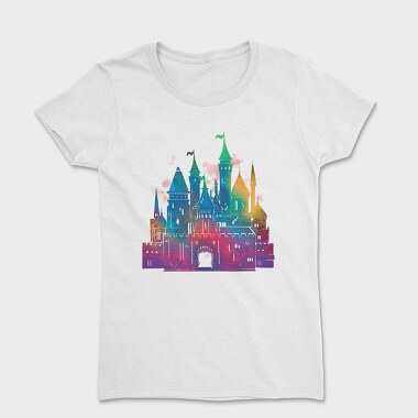Colorful Gradient Castle Watercolor, Tricou Femei