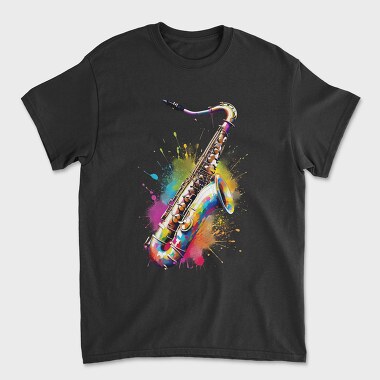 Colorful Saxophone With Splashes, Tricou Barbati (Unisex)