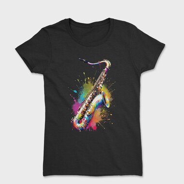Colorful Saxophone With Splashes, Tricou Femei
