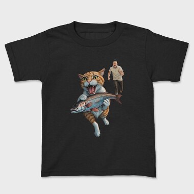 Comical Cat And Fish Escape, Tricou Copii
