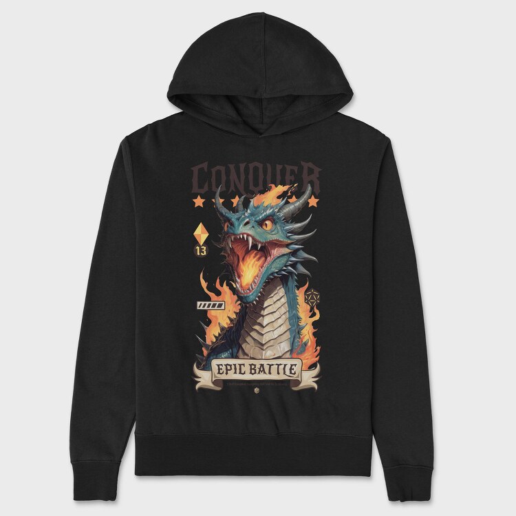 Conquer Dragon Epic Battle Trend, Hanorac Oversize Barbati (Unisex)