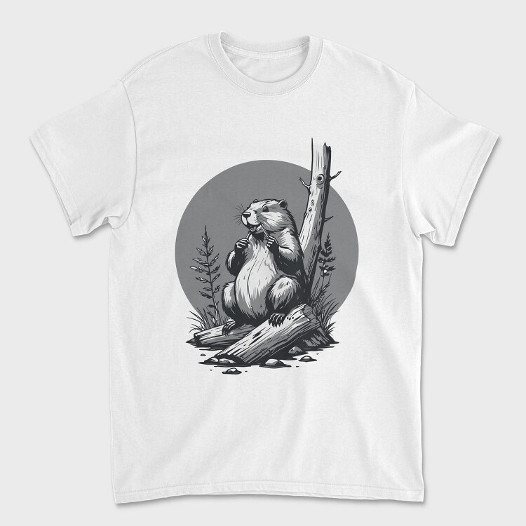 Contemplative Beaver, Tricou Barbati (Unisex)