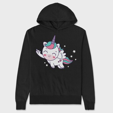 Cute Flying Unicorn, Hanorac Oversize Barbati (Unisex)