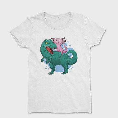 Axolotl Riding Dinosaur Trex, Tricou Femei