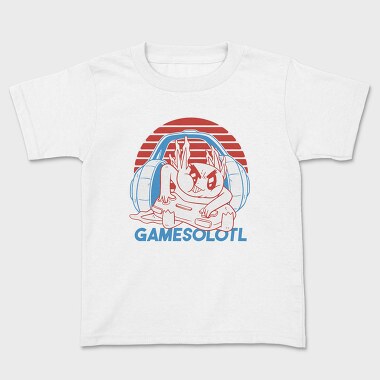 Axolotl With Joystick And Headphones Gamer, Tricou Copii