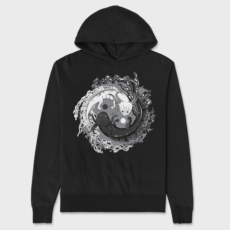 Axolotl Yin Yang Balance, Hanorac Oversize Barbati (Unisex)