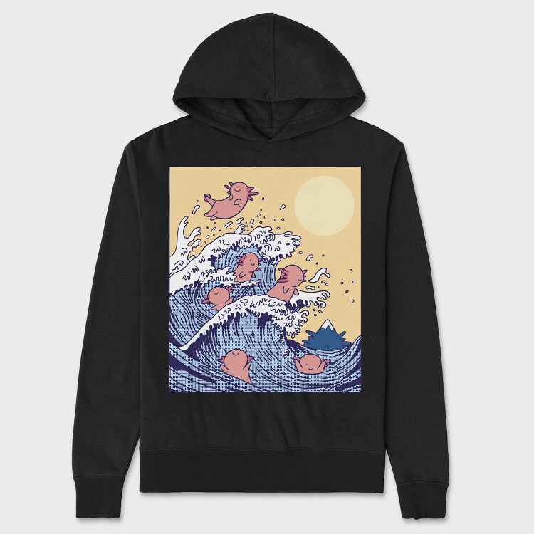 Axolotls In Wave, Hanorac Oversize Barbati (Unisex)