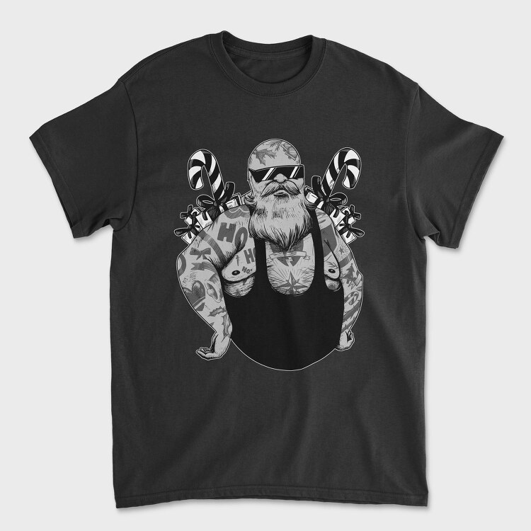Badass Santa Christmas Tattooed, Tricou Barbati (Unisex)