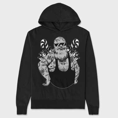 Badass Santa Christmas Tattooed, Hanorac Oversize Barbati (Unisex)