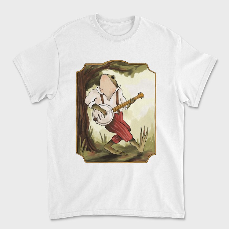 Banjo Frog Vintage Illustrations, Tricou Barbati (Unisex)
