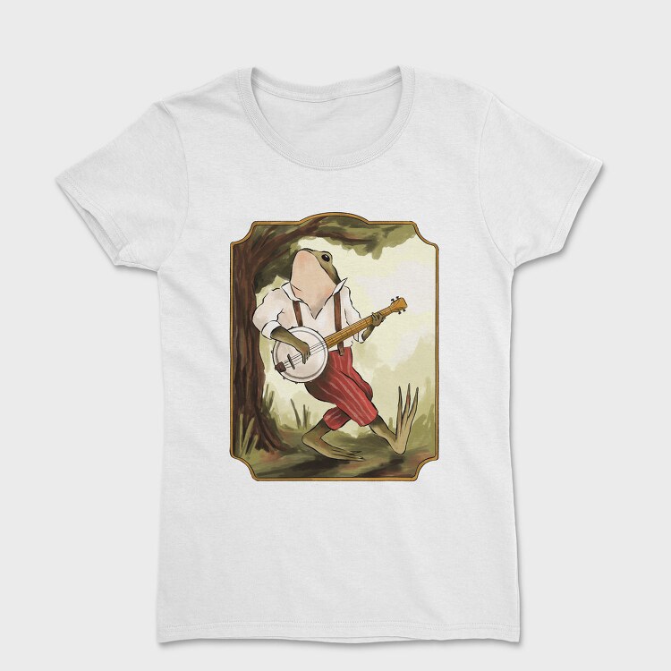 Banjo Frog Vintage Illustrations, Tricou Femei