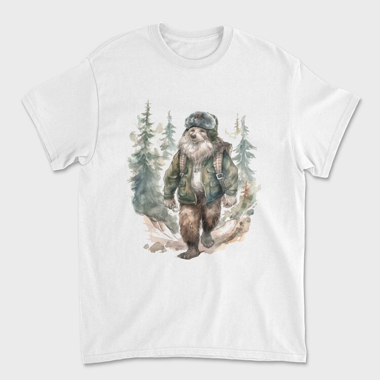 Bear Walking In The Woods Watercolor Forest, Tricou Barbati (Unisex)