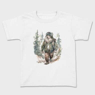 Bear Walking In The Woods Watercolor Forest, Tricou Copii