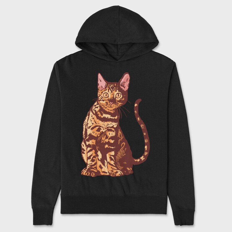 Bengal Cat Realistic, Hanorac Oversize Barbati (Unisex)