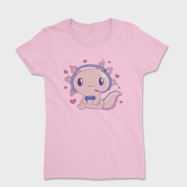 Cute Axolotl Playing Videogames Gaming, Tricou Femei