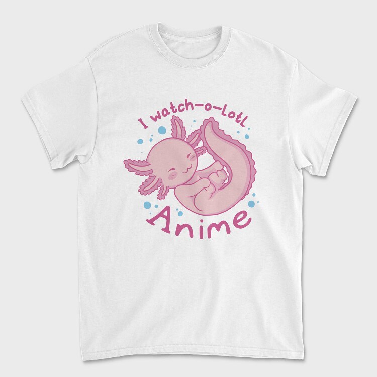 Cute Baby Axolotl Anime I Whatch O Lotl, Tricou Barbati (Unisex)