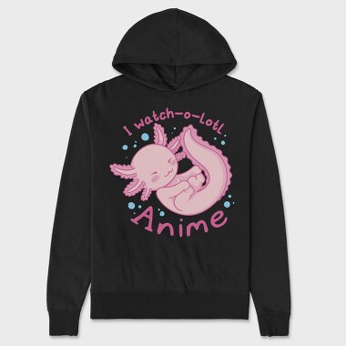 Cute Baby Axolotl Anime I Whatch O Lotl, Hanorac Oversize Barbati (Unisex)